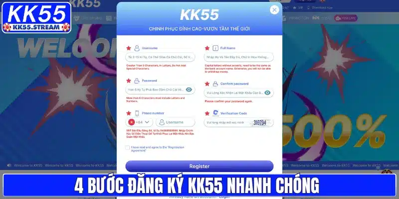 4 bước đăng ký KK55 nhanh chóng